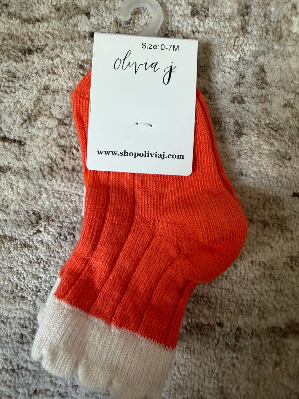 Olivia J - 0-7 months Orange & Cream Ribbed Willa Socks